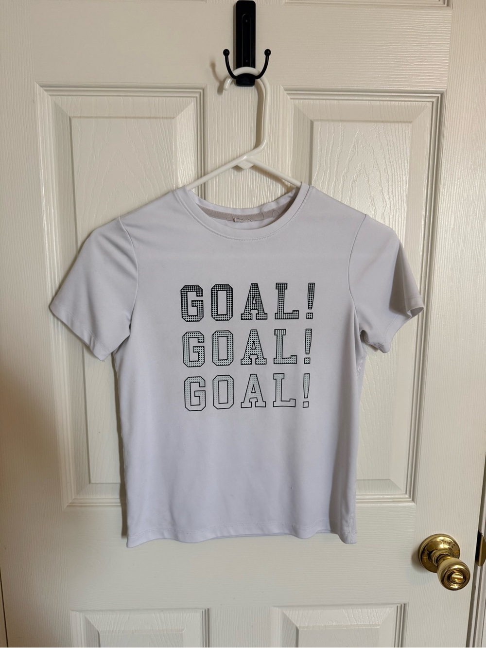White Graphic Tee with GOAL! Print